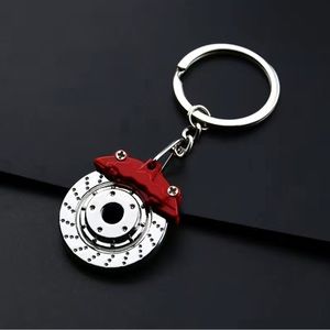 Keychain JDM SILVER RED Car Parts Racing Disc Brake Shape Spinning Keyring NEW